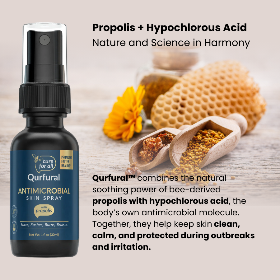 Qurfural™ Antimicrobial Skin Spray with Propolis & Hypochlorous Acid